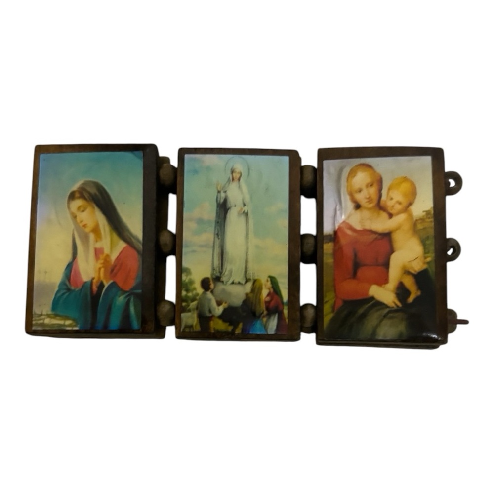 Bangle Elastic Stretch 6 Rectangular Wooden Plate with 6 Religious Pictures - Picture 5 of 13